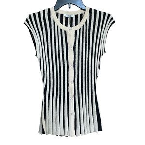 Zara Textured Short Sleeve Button Front Shirt NWT Size Small S Cream and Black